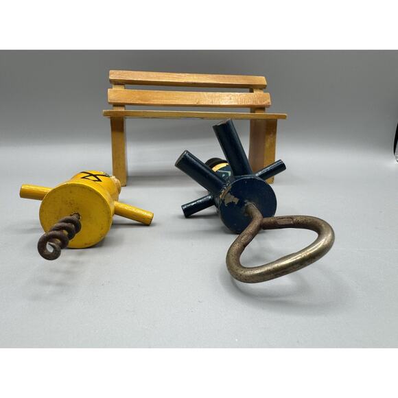 Japan Cork Screw Man Woman Bench Barware Wooden Bottle Opener Folk Art READ - Picture 9 of 12